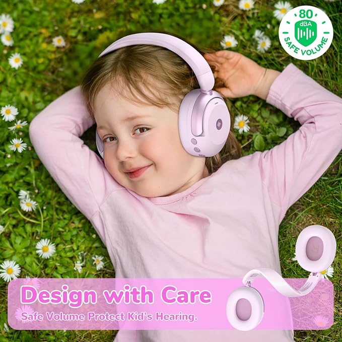 iClever BTH20 Active Noise Cancelling Headphones for Kids Toddler Travel | SafeSound Tech3.1, 60H Play Time, USB C AUX Cable, Award-Winning Kids Bluetooth Wireless Headphones for Boys/Girls/Autism - Image 6