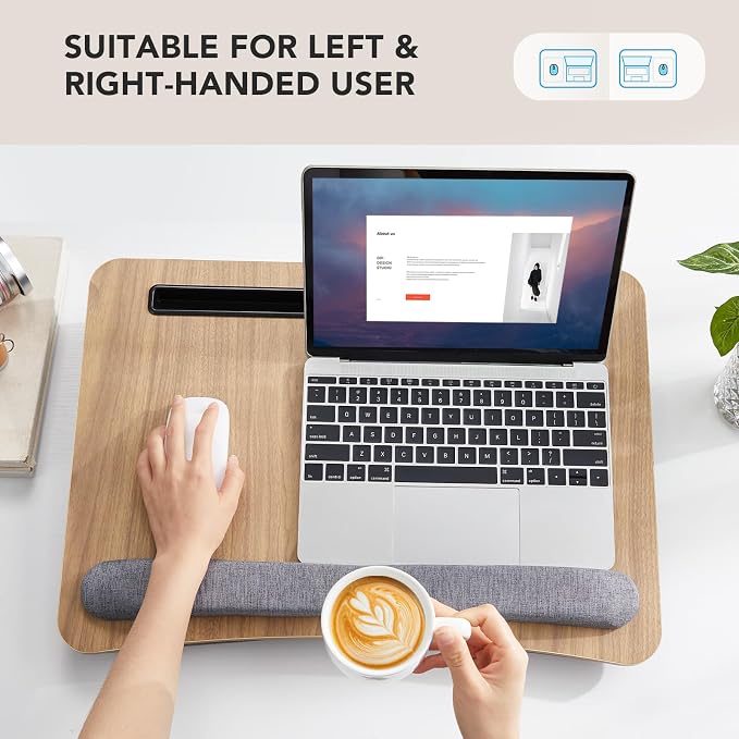 HUANUO Laptop Lap Desk - Portable Lap Desk with Pillow Cushion, Fits up to 17 inch Laptop, with Anti-Slip Strip & Storage Function for Home Office Students Use as Computer Laptop Stand, Book Tablet - Image 4