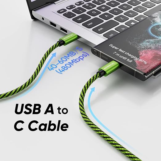 Teyssor USB C Cable 10FT 5-Pack Nylon Braided USB A to Type C Fast Charging Cord Compatible with Samsung Galaxy S24 S23 S22, Note 20 10 9 8, Moto G7 G8 - Image 4