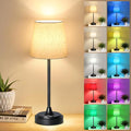 Wowag Cordless Table Lamp Rechargeable,5000mAh Battery Operated Desk Lamp,3 Colors & 7 RGB Stepless Dimmable,Touch Ambient Light for Bedside,Bedroom,Dining Room,Living Room,Black,FlaxenShade by Wowag