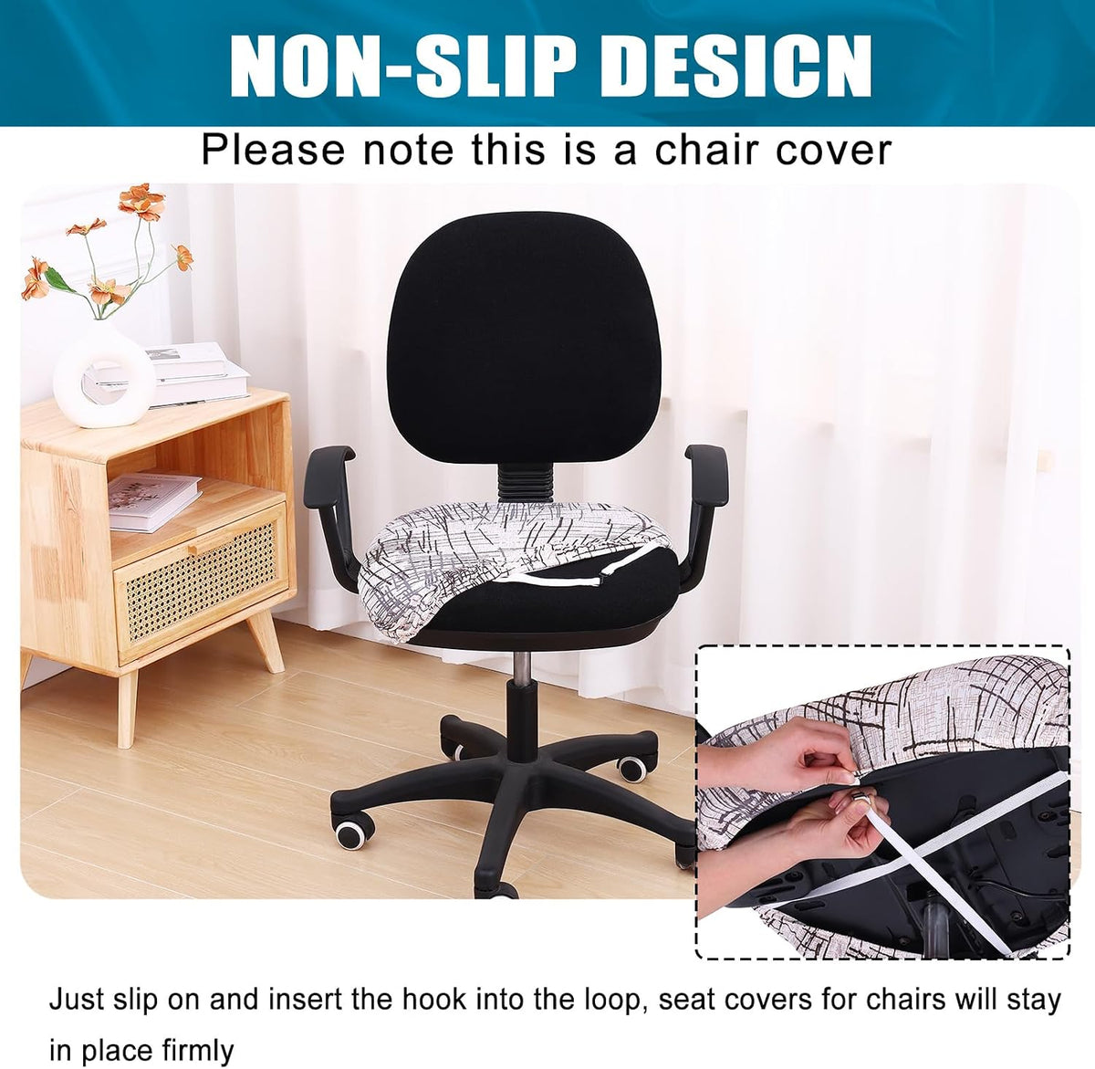 Smiry Stretch Printed Office Computer Desk Chair Seat Covers - Image 3