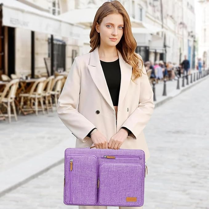 MOSISO 360 Protective Laptop Case 14 inch, 14 inch Laptop Sleeve | Compatible with HP Lenovo Dell ASUS Acer,HP Stream,Dell Latitude, Side Open Carrying Case with 4 Zipper Pockets, Lilac - Image 6