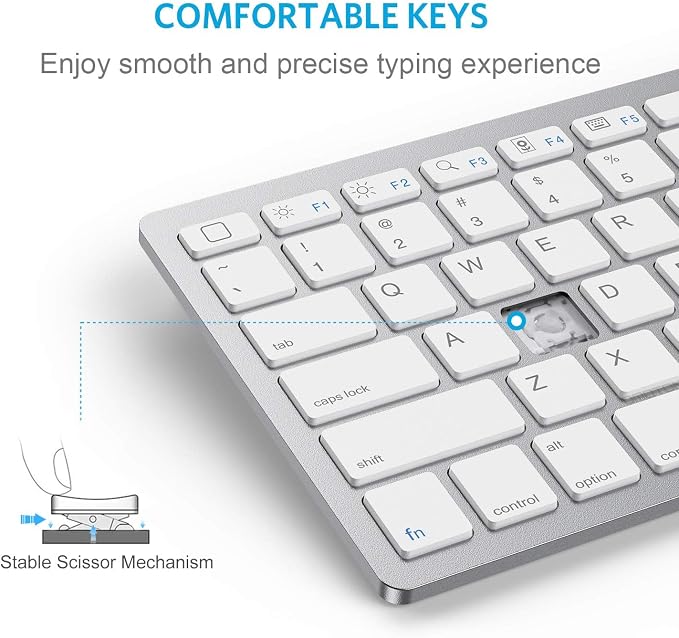 OMOTON Ultra-Slim Bluetooth Keyboard for iPad,iPad Pro/Air/Mini,iPhone | Stable Wireless iOS Keyboard with 12 Multimedia Keys, Portable Size for Office, Business, Travel, School,White - Image 7