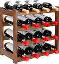 Bamboo Wine Rack, 4-Tier 16 Bottles Wine Storage Cabinet Shelf by Thalomely