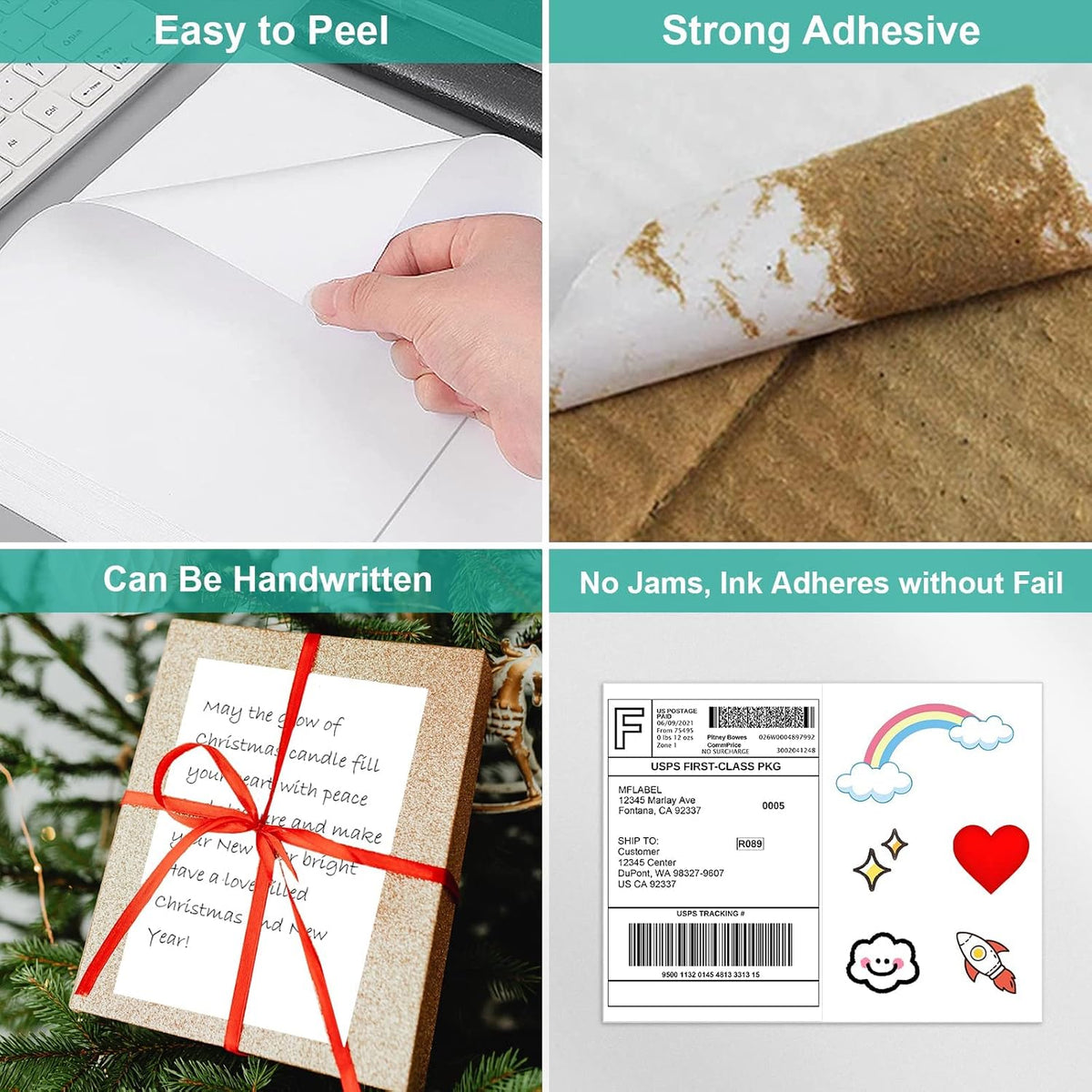 MFLABEL Half Sheet Shipping Labels - 8.5" x 5.5" Adhesive Packaging Labels for Laser & Inkjet Printers, 50 Self-Adhesive Stickers (25 Sheets) for Boxes, Mail, FBA & DIY Projects - Image 4
