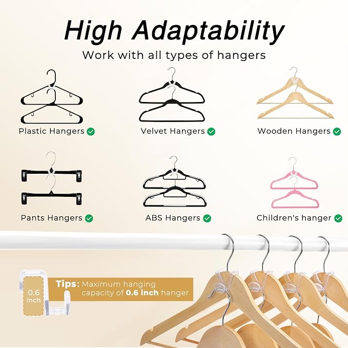 HOUSE DAY Space Saving Hangers 100 Pack, Clear Hanger Connector Hooks | Heavy Duty Hangers Space Saver, Premium College Dorm Room Essentials, Closet Organizers and Storage - Image 4
