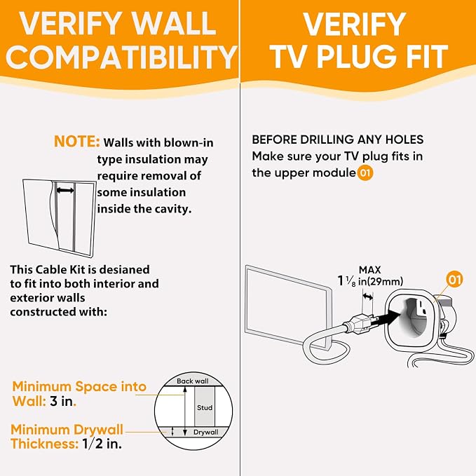 in Wall Cable Management Kit, Cord Hider for Wall Mounted TV - Includes Power & Low Voltage Cable Management - Image 5