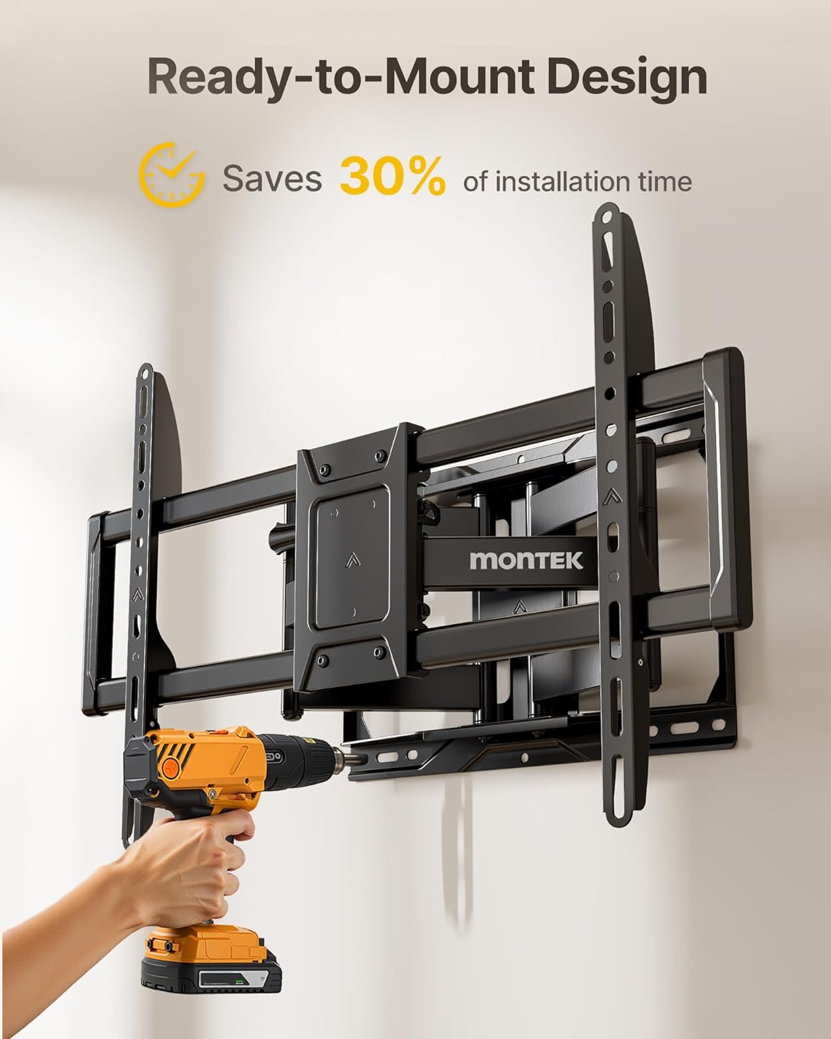 monTEK Heavy Duty Full Motion TV Wall Mount for 37-90 Inch TVs up to 165 lb - Image 8