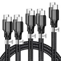 USB C to USB C Cable, 5 Pack Type C Fast Charger Cord (Black) | 3/3/6/6/10ft Nylon Braided Data Transfer Wire for iPhone 17/16/15 Plus/Pro Max iPad Air Ps5 Controller Samsung Galaxy by CUGUNU
