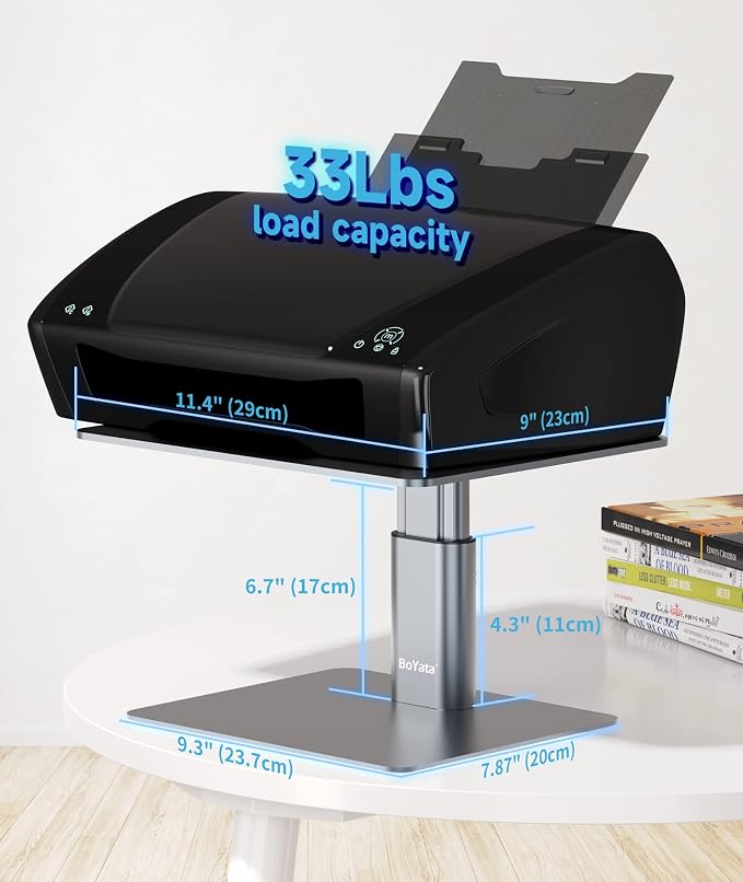 BoYata Monitor Stand, Adjustable Height Metal Desktop Riser, Space Gray | Height-Adjustable Metal Riser with Open Storage Space Underneath for Monitors, Laptops, iMacs, PCs and TVs - Image 5