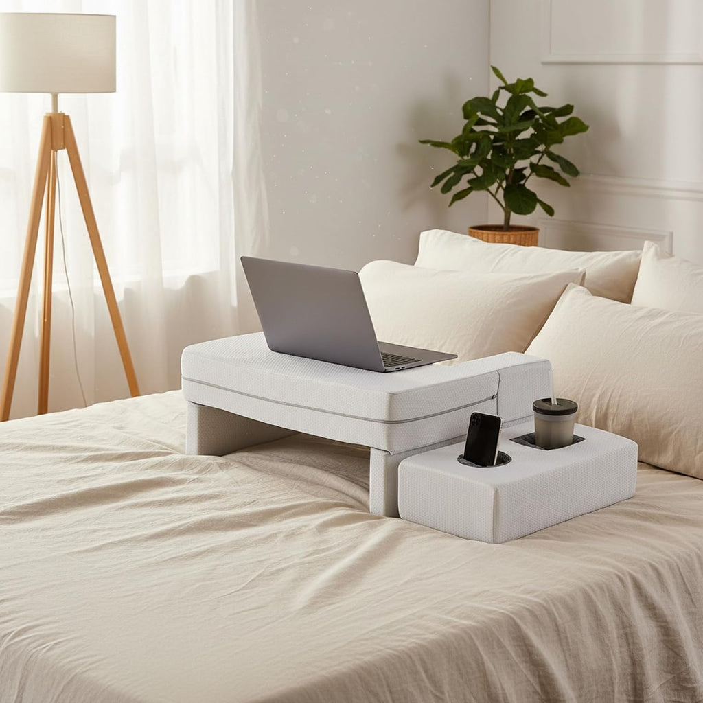 DUMOS Ergonomic Reading Pillow, Cup Holder, Memory Foam Lap Desk - Image 7