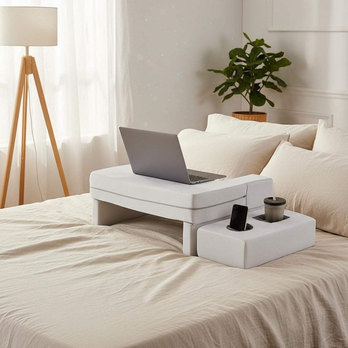 DUMOS Ergonomic Reading Pillow, Cup Holder, Memory Foam Lap Desk - Image 7