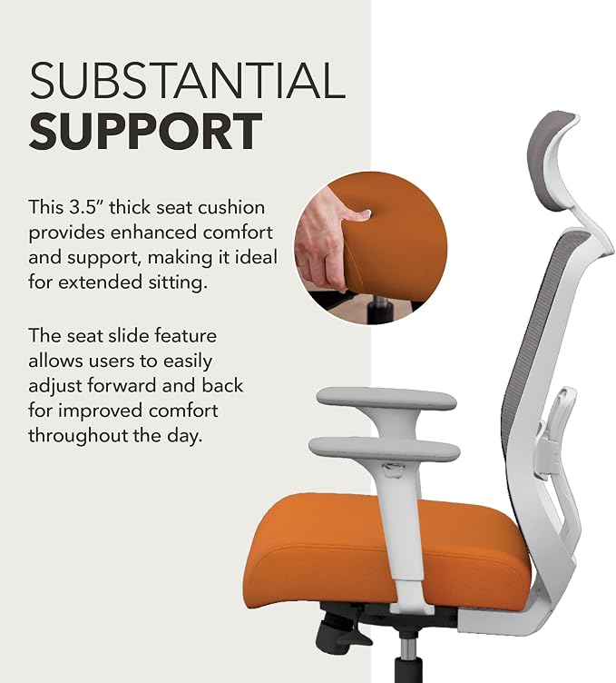 HON Altern Ergonomic Office Chair, Office Desk Computer Chair, Apricot | Mesh desk chair with lumbar support, headrest, seat slide, adjustable arms, computer chair for home office productivity - Image 4