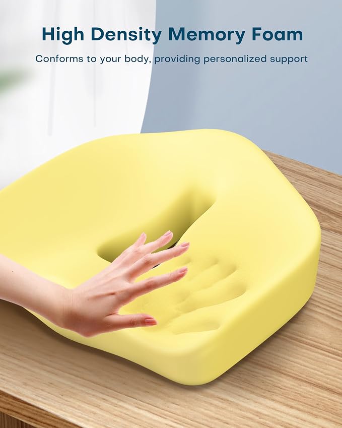 Ergonomic Seat Cushion - Hollow Memory Foam Tailbone Cushion | for Office Chair, Car Seat and Wheelchair - Wedge Chair Pad for Tailbone Pain Relief Hip & Lower Back Comfort, Black - Image 8