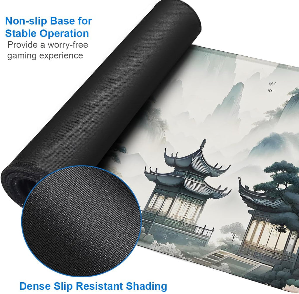 Large Gaming Mouse Pad, 31.5x15.7 inch Large Extended Computer Keyboard Mouse Mat, Water Resist Non-Slip Mousepad Rubber Base Long XXL Mouse Pad for Work & Gaming, Office & Home, Sakura Ancient City - Image 4