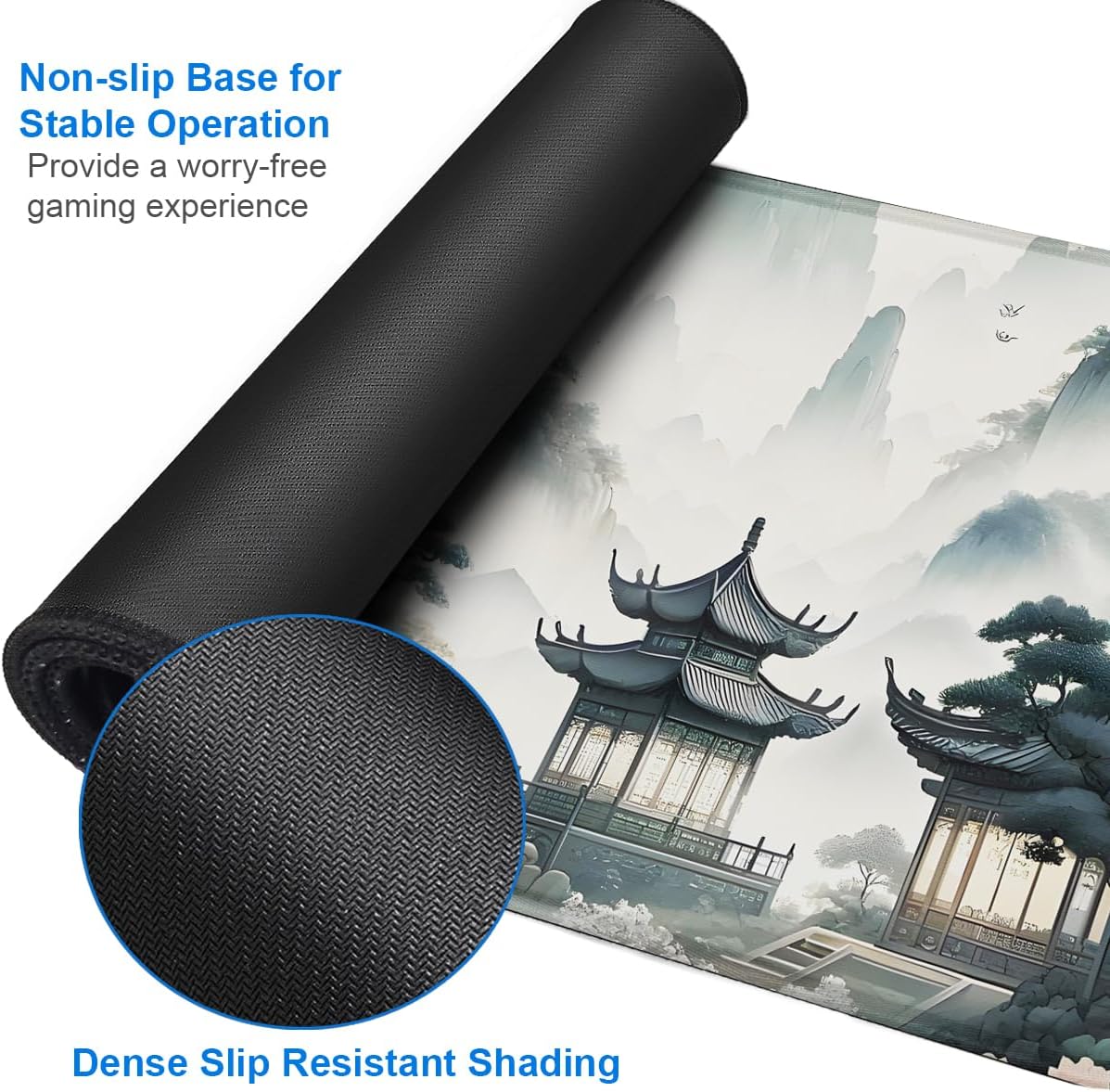 Large Gaming Mouse Pad, 31.5x15.7 inch Large Extended Computer Keyboard Mouse Mat, Water Resist Non-Slip Mousepad Rubber Base Long XXL Mouse Pad for Work & Gaming, Office & Home, Sakura Ancient City - Image 4