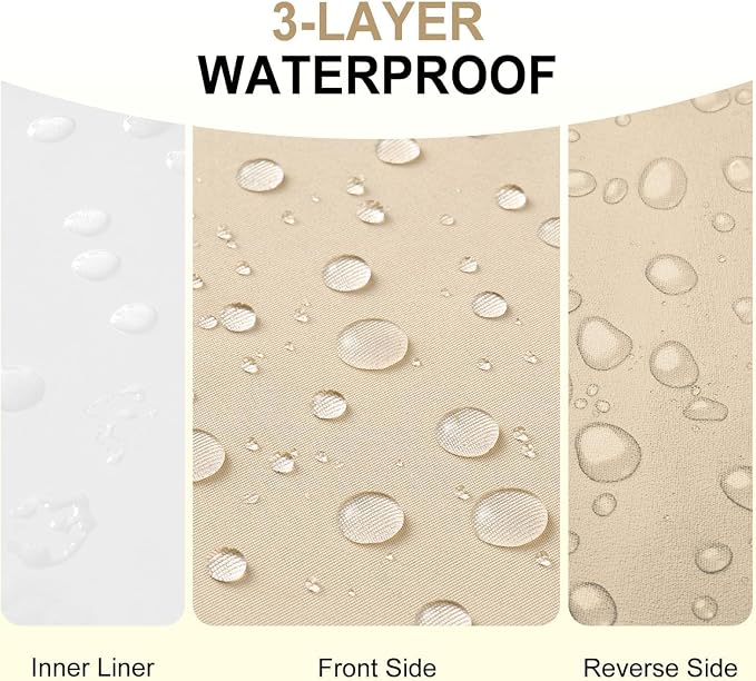 downluxe Waterproof Outdoor Chair Cushions Set of 4, 19" x 19" x 3" Patio Chair Cushion with Non-Slip Ties & Handle, Square Outdoor Cushion for Patio Furniture with Removable Cover, Beige - Image 2
