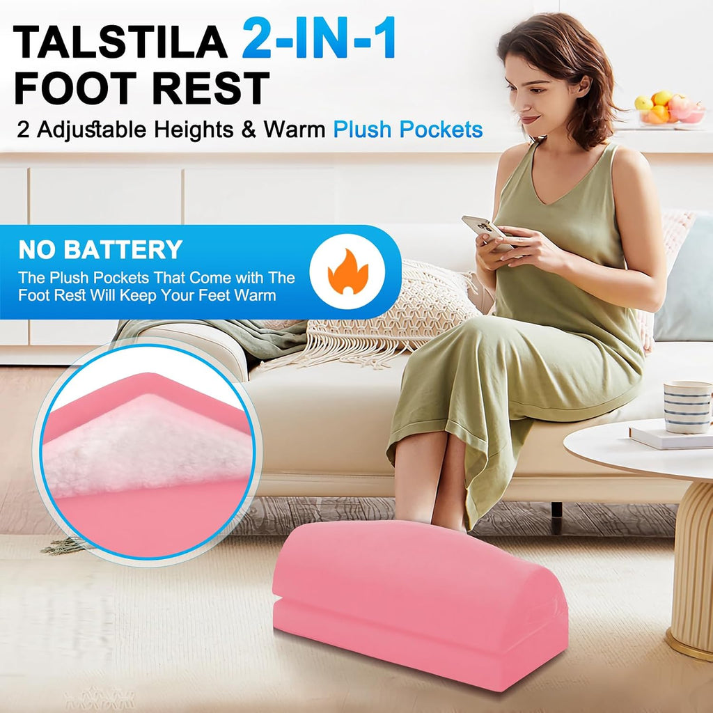 TALSTILA Foot Rest for Under Desk at Work, Under Desk Footrest, Ergonomic 2 Adjustable Heights Footrest, Footrest with Feet Warm Pocket, for Office Desk & Office Chair… - Image 2