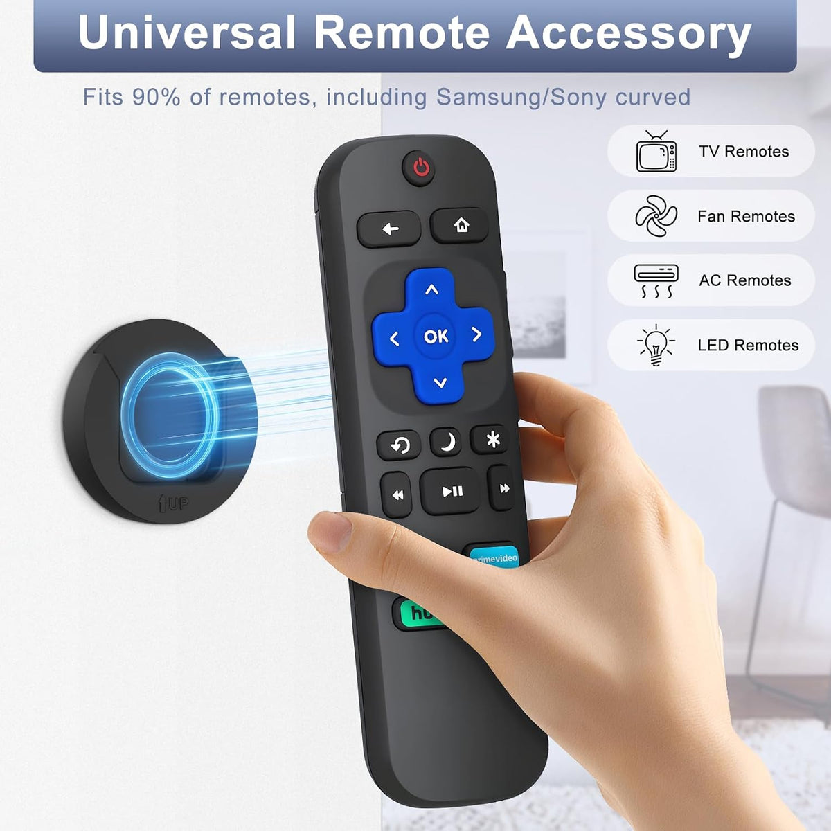 Magnetic Remote Control Holder Wall Mount, Self-Adhesive Bedside Caddy for TV Backside/Bedroom/Office/RV Home Organizer Storage(Black 8) - Image 2