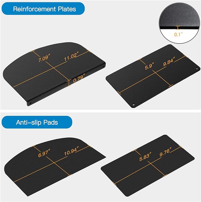 HUANUO Steel Monitor Mount Reinforcement Plate for Thin, Glass and Other Fragile Tabletop, Steel Bracket Plate Fits Most Monitor Stand C Clamp Installation - Image 6