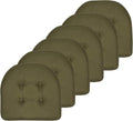 Sweet Home Collection Chair Cushion Memory Foam Pads Tufted Slip Non Skid Rubber Back U-Shaped 17" x 16" Seat Cover, Army Green 6 Count by SweetHomeCollection