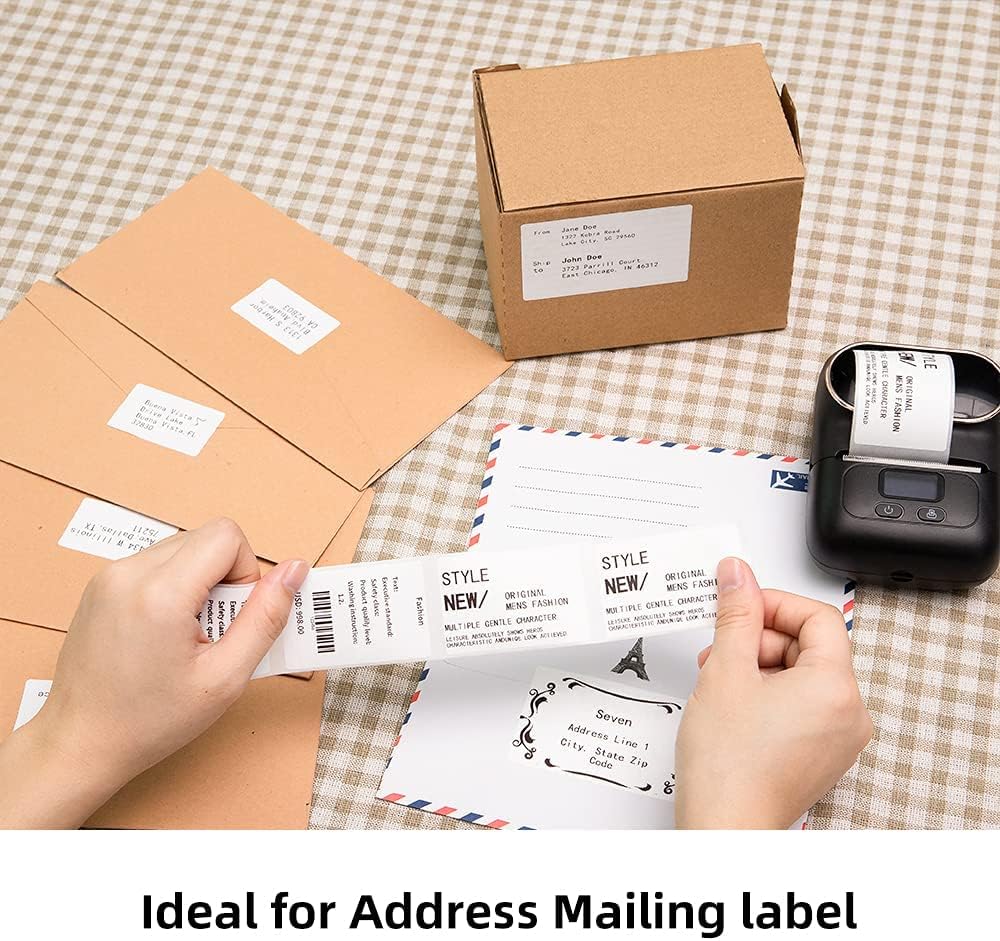 Phomemo M110 Labels, Label Maker Waterproof Labels, 1.57"x1.18" (40x30mm) Multi-Purpose Square Self-Adhesive Compatible for Phomemo M110/M100/M250/M221 Label Printer, 230 Pcs/Roll, Black on White - Image 5