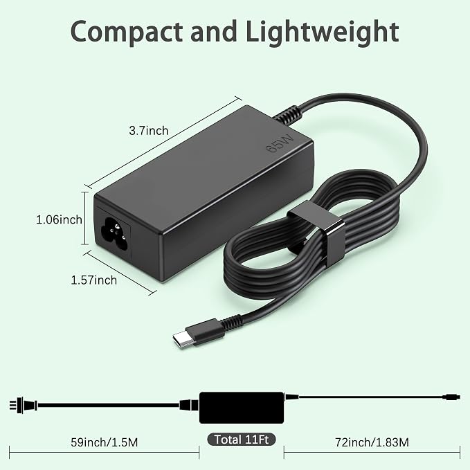 65W Chromebook Charger USB Type C Compatible with HP, Acer, Asus, Dell, Lenovo, Samsung, Google Laptops, Computer Charger Power Cord Type C - Image 4
