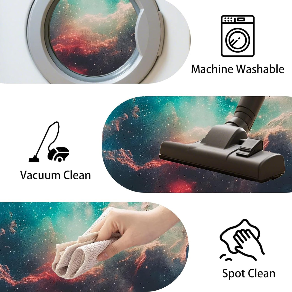 USTIDE Large Gaming Chair Mat Vibrant Galaxy Carpet Nonslip Rubber Desk Chair Mat Office Gaming Floor Mat for Kids Teens Adults 51"x51" - Image 7