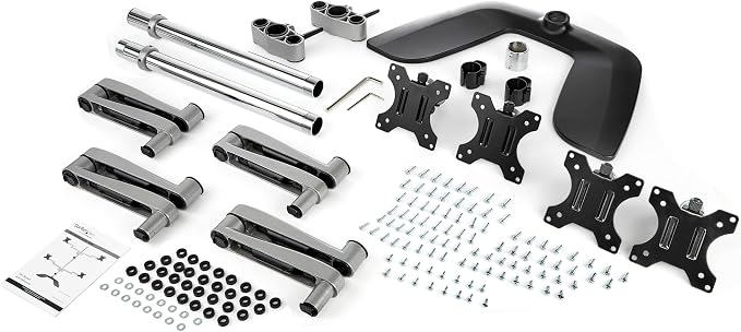 StarTech.com Desktop Quad Monitor Stand - Ergonomic VESA 4 Monitor Arm (2x2) up to 32" (17.6lb/8kg) - Free Standing Articulating Universal Pole Mount - Height Adjustable/Tilt/Swivel/Rotate (ARMQUADSS) | Ergonomic VESA 4 Monitor Arm (2x2) up to 32" (17.... - Image 8