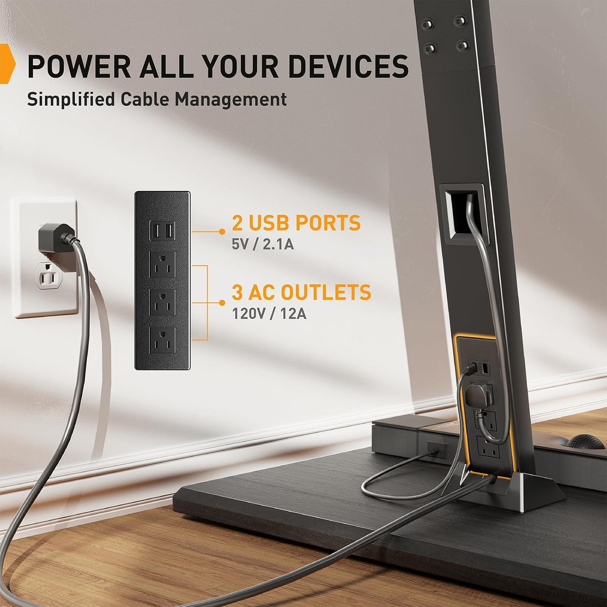 Perlegear Rolling TV Stand with Power Outlet for 32–70 inch TVs - Image 3