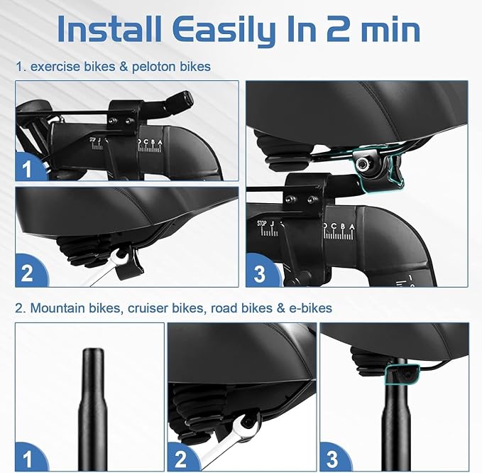 Noseless Bike Seat Cushion for Men & Women - Extra Padding & Comfort Wide Bicycle Seat, Oversized Comfortable Saddle for Peloton Bikes, Exercise Bikes, Electric Bikes, Cruiser Bikes - Image 8