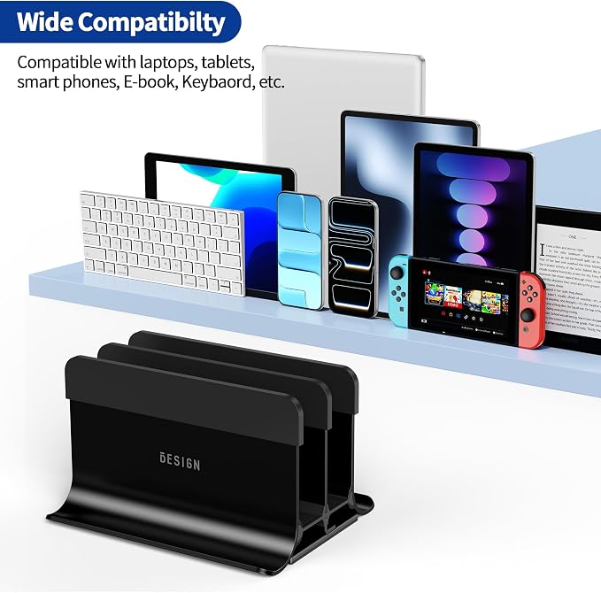 BESIGN LS13 Vertical Laptop Stand Holder for Desk, 4 in 1 Desktop Stand Holder for Laptops, Tablets, Smart Phones - Image 3