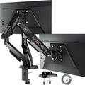 ARES WING 17-35 Inch Heavy Duty Dual Monitor Arm with USB, Black | Fully Adjustable Monitor Mount for Flat Curved Ultrawide Screens Up to 26.5lbs, C-Clamp & Grommet Base, 75/100 Vesa Mount by ARESWING