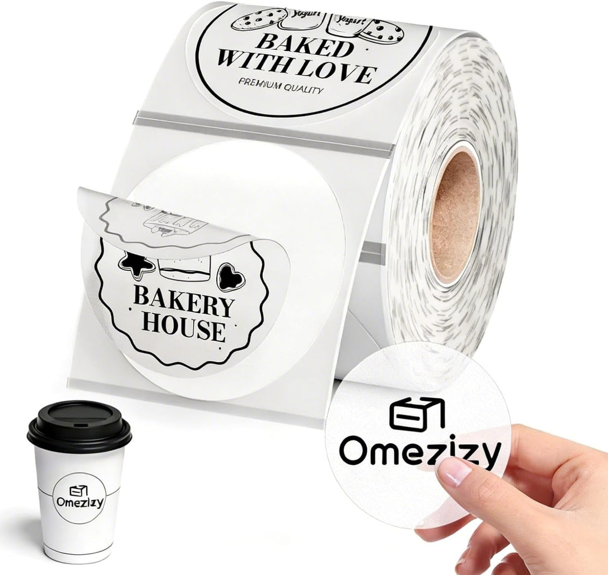 300Pcs 2 Inch Thermal Label -2x2 Circle Thermal Labels,Self-Adhesive Round Direct Thermal Labels for Custom Stickers, Logo Design, Multipurpose Circle Stickers by Omezizy