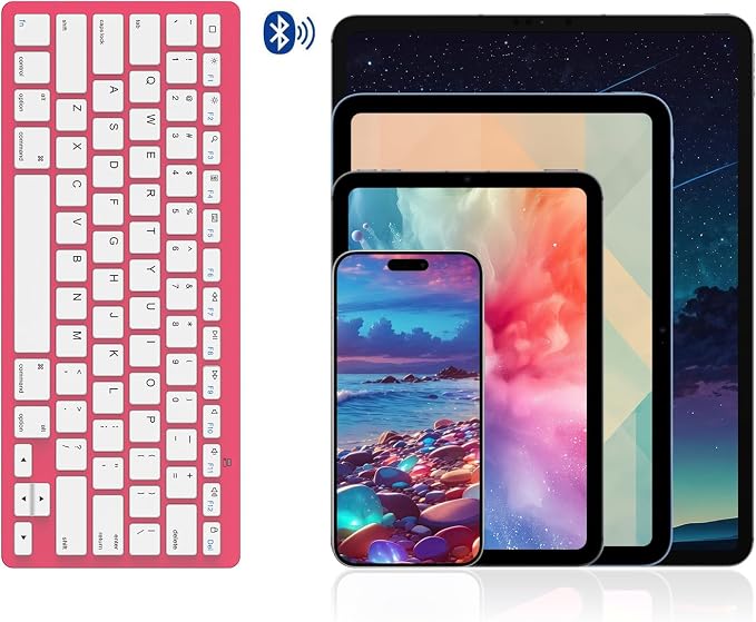 OMOTON Ultra-Slim Bluetooth Keyboard for iPad,iPad Pro/Air/Mini,iPhone | Stable Wireless iOS Keyboard with 12 Multimedia Keys, Portable Size for Office, Business, Travel, School, Red - Image 4