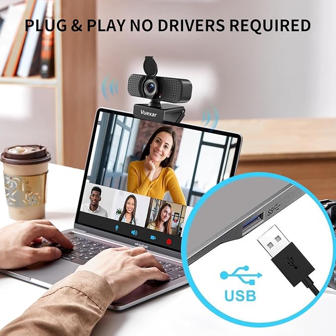 2K Webcam with Microphone, Web Camera withTripod, Dual Mics, Plug & Play Computer Camera for Online Calling, Cameras for Desktop PC or Laptop Zoom/Teams/Facetime - Image 8