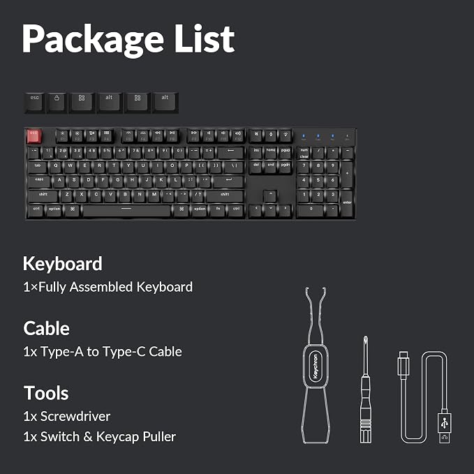 Keychron K10 Version 2 Full Size 104 Keys Bluetooth Wireless Mechanical Gaming Keyboard for Mac Windows Super Brown Switch White LED Backlight/USB C Wired Computer Keyboard - Image 8