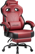 GTPLAYER Big & Tall Gaming Chair, Wide Seat with Footrest, Wine Red by GTPLAYER