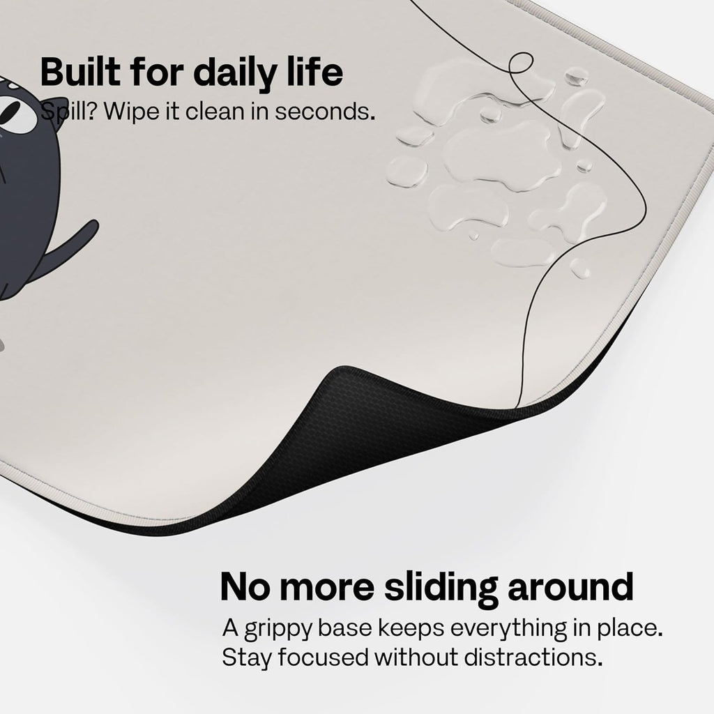 Pixio Mouse Pads - 36 x 16 inch XXL Playful Cats (Center) Beige Multifunctional Large Desk Mats for Gaming, Office, Desktop Anti-Slip Waterproof Washable Computer Mouse Mat - Image 3