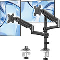 Dual Monitor Stand for Computer Screen up to 32", Holds 22 lbs Each | Taller Monitor Arms Desk Mount, Height Adjustable Gas Spring VESA Mount with C-clamp Grommet Mounting, Black, Freelift by ERGOFOCUS