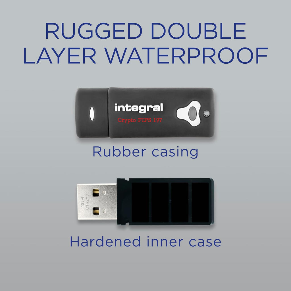 Integral 16GB Crypto-197 2-Pack 256-Bit Hardware Encrypted USB 3.0 Secure Flash Memory Drive - Certified to FIPS 197, Protection & Rugged Double-Layer Waterproof Design XTS-AES - Image 5