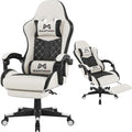 Gamtimer Gaming Chair, 400 LB Weight Capacity,with Pocket Spring Cushion | Ergonomic Backrest Office Chair,Leather, with Headrest and Lumbar Support, Footrest, Suitable for Adults(White) by GAMTIMERBrandHome