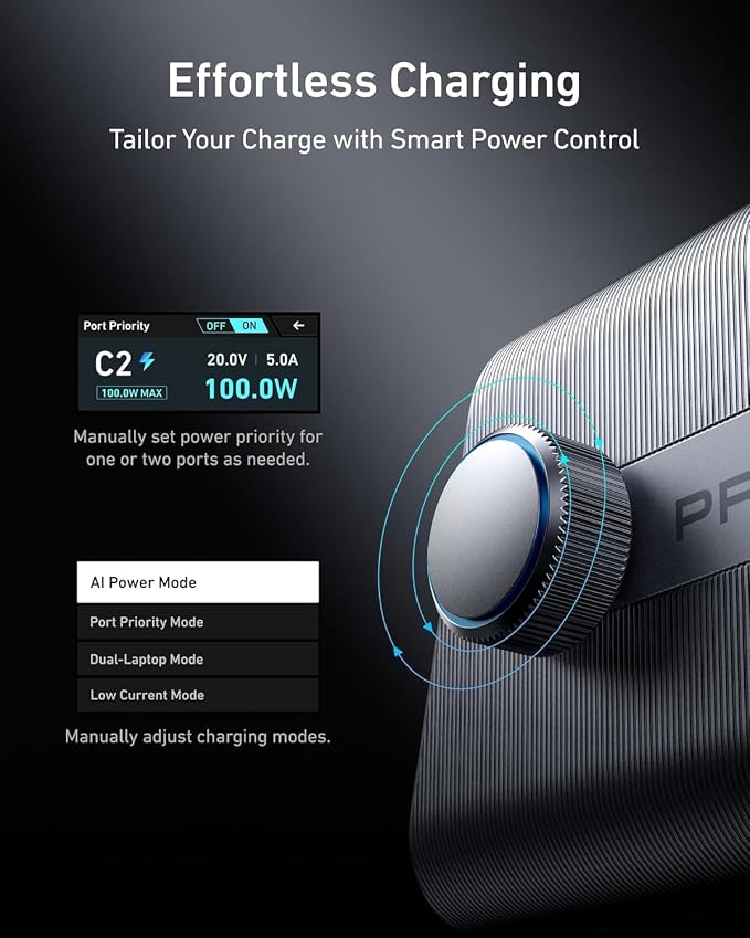 Anker Prime Charging Station, 250W 6-Port GaN USB C Charger | 2.26" LCD Smart Display Control, Compatible with iPhone, Galaxy, MacBook, Dell for Home Office, Gaming Desk Accessories - Image 5