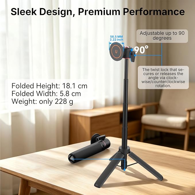 Portable Travel Monitor Stand for 4.7''-18.5'' Monitor /Tablet/iPad/Phone | 7.4''-20.7'' Height Adjustable Monitor Tripod Stand Holder, Foldable Magnetic Metal Monitor Mount up to 18.5'' Holds 4.4lb - Image 4