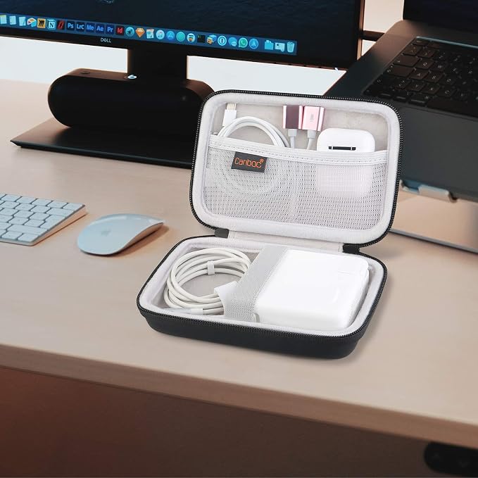 Canboc Carrying Case for MacBook Air Pro Charger MagSafe/MagSafe 2 Power Adapter, iPhone 16/16 Pro MagSafe Charger, USB C Hub, Type C Hub, USB Multiport Adapter, Hard Shockproof Bag, Black - Image 7
