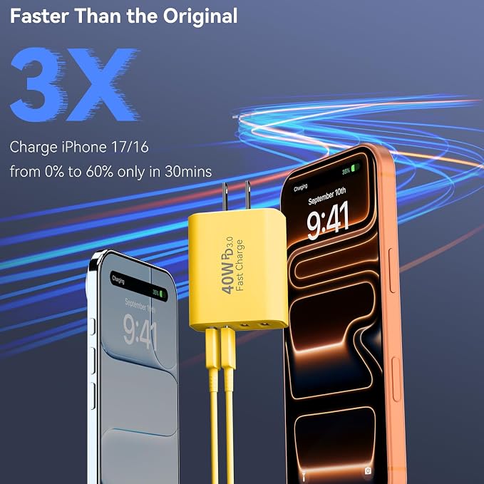 USB C Wall Fast Charger Block, 40W 4-Port Type C Chargers Fast Charging Blocks PD Power Charger Adapter+QC 3.0 USB Multiport Charger Brick for Phone 17/16/15/14/13/12 Pro Max, i-Pad, Galaxy S25-2Pack - Image 5