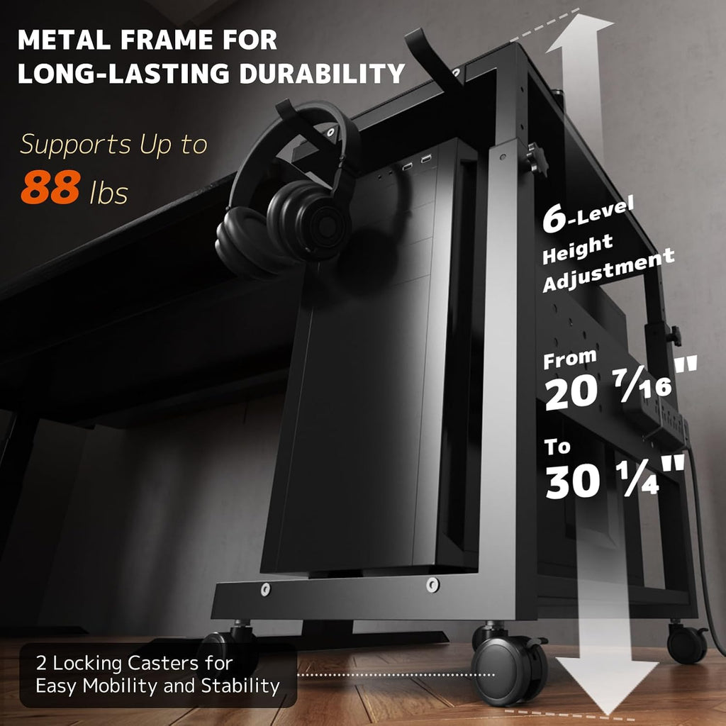 Computer Tower Stand Cart, Height Adjustable from 20 7/16" to 30 1/4" - Image 3