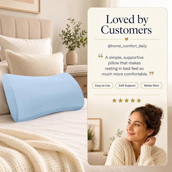 Lumbar Support Pillow for Bed Relief Back Pain: Lower Back Pillow for Sleeping - Memory Foam Waist Pillow - Back Wedge Bolster Pillow for Side, Back&Stomach Sleepers - Bed Rest Pillow for Car, Sofa - Image 7