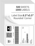 500Sheets Half Sheet Shipping Labels,2 Per Page Self Adhesive Mailing Labels,8.5" x 5.5" Sticker for Laser & Inkjet Printers Labels(1000 Labels) by OnlyPaper