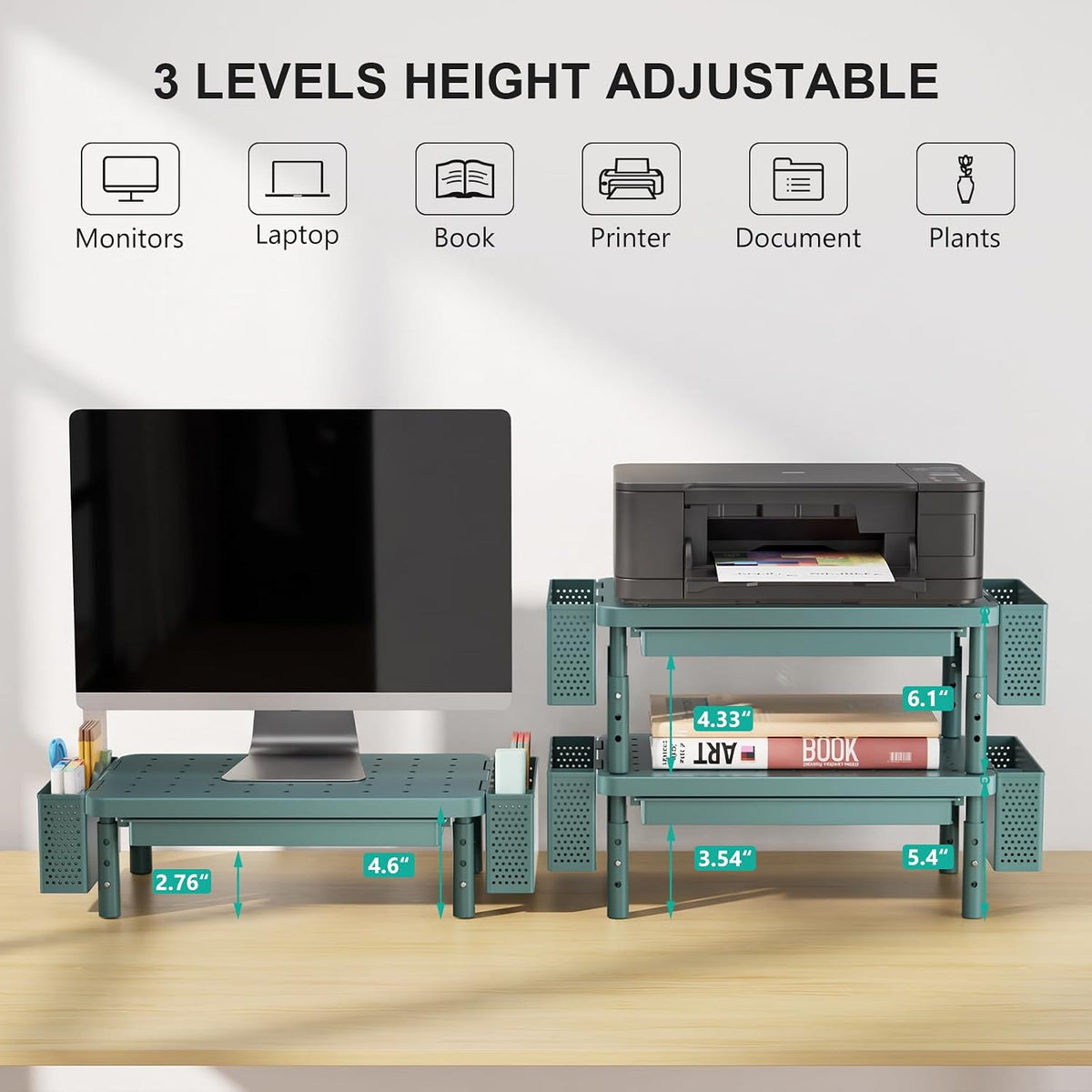 WALI Computer Monitor Stand with Storage and Pen Holder - Image 2